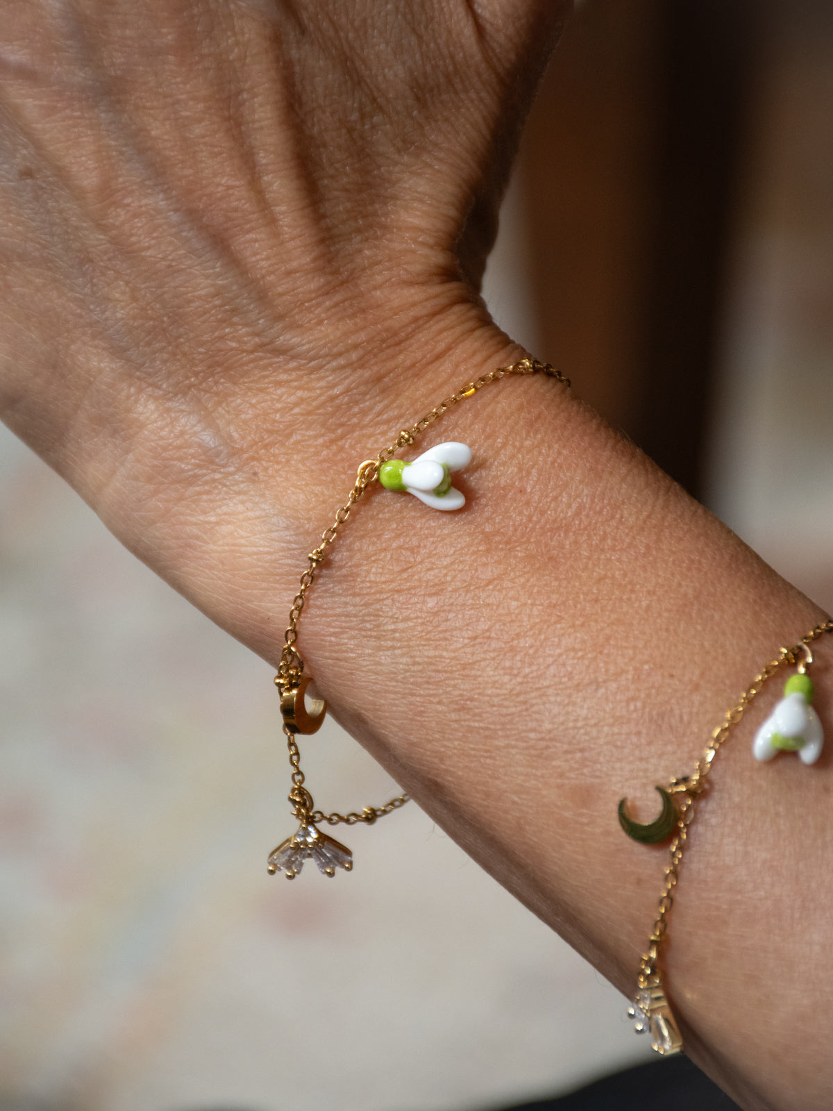 Bracelet perce-neige & lune - L'Etincelle