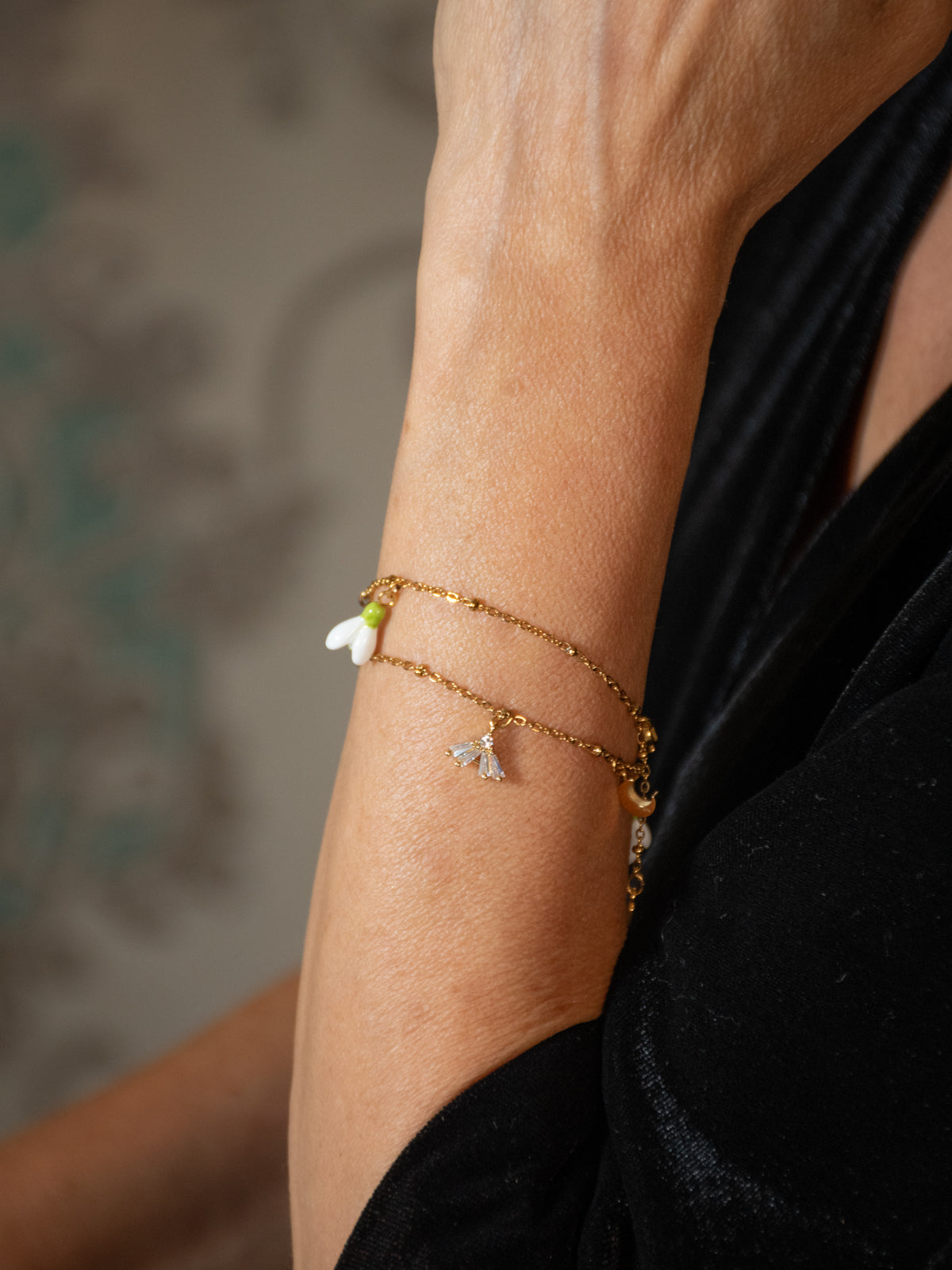 Bracelet perce-neige & lune - L'Etincelle