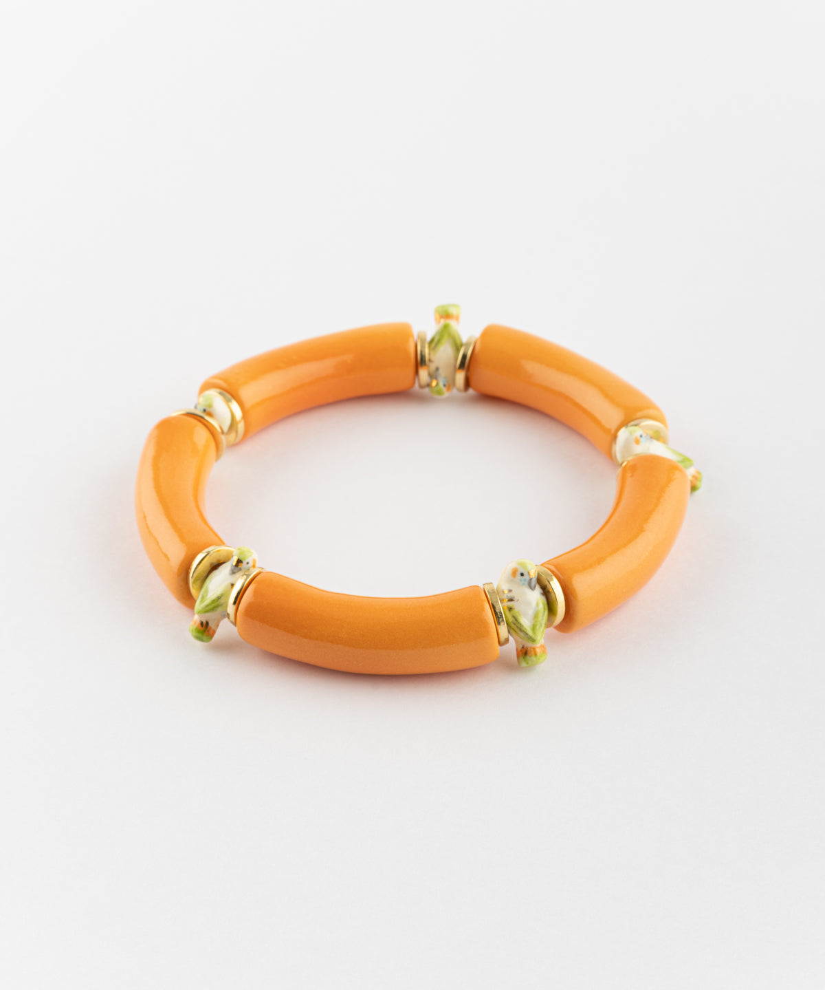 Bracelet perles orange perruche