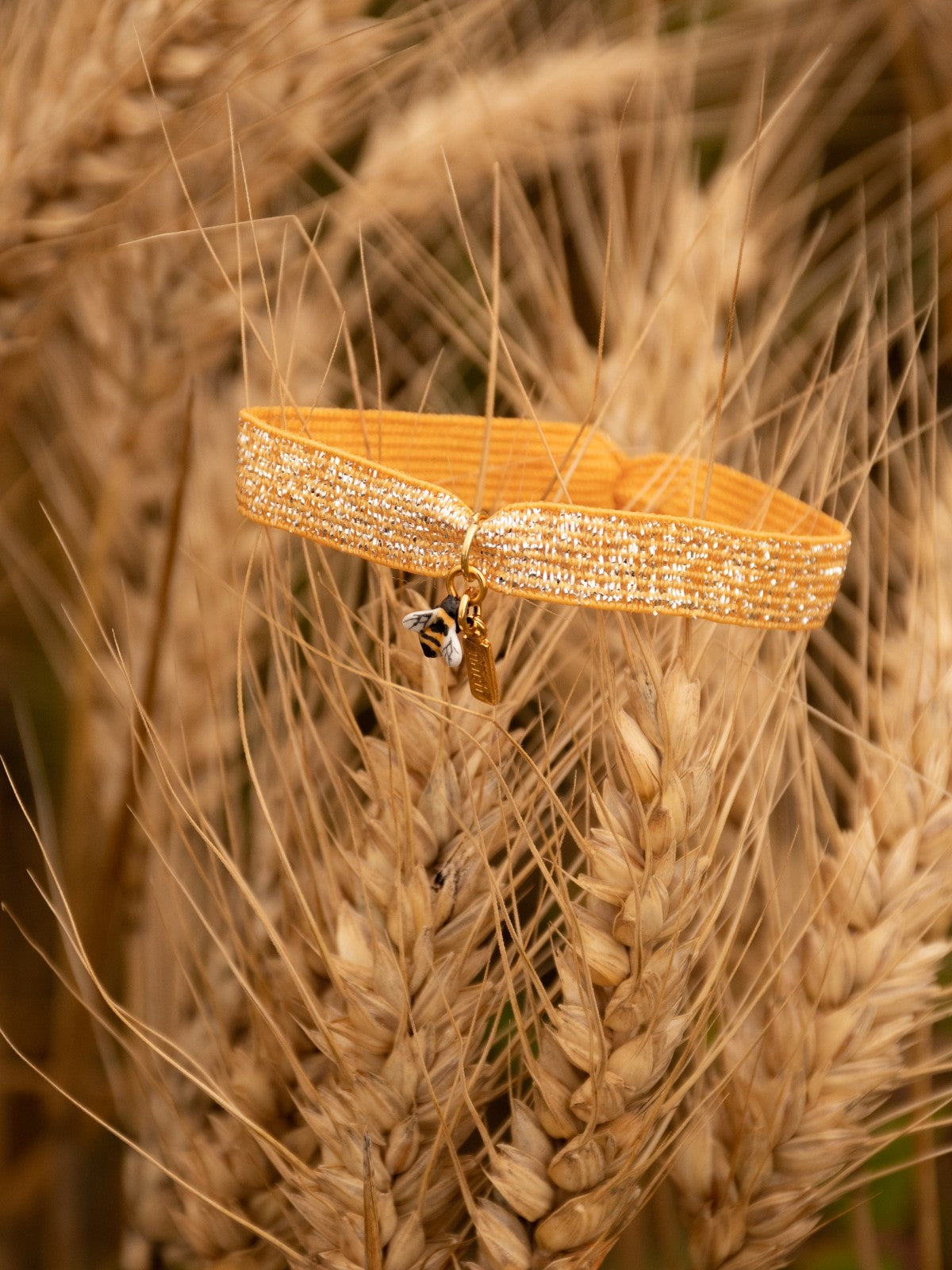 Bracelet élastique orange brillant abeille