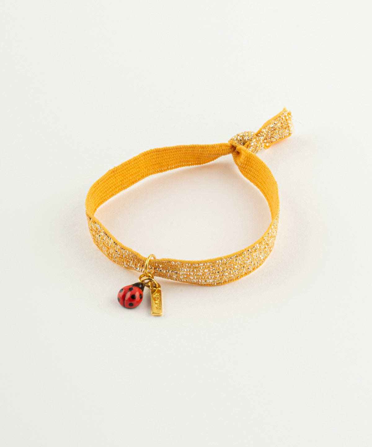 Bracelet élastique orange brillant coccinelle