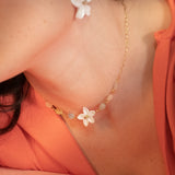 Collier jasmin et perles de morganite naturelle - Jasmin et moi