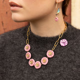 Collier multi chardons roses