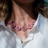 Collier multi chardons roses