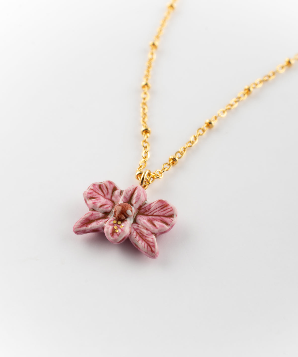 Collier orchidée rose