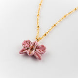 Collier orchidée rose