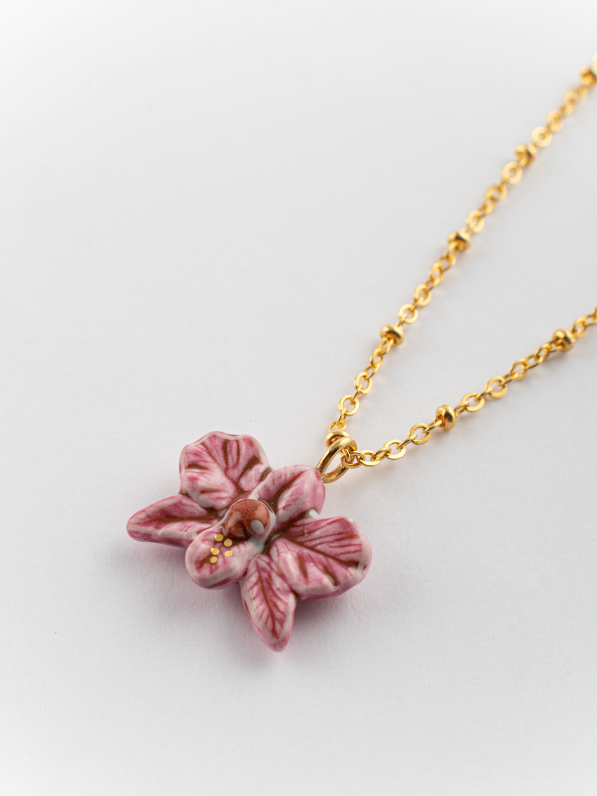 Collier orchidée rose