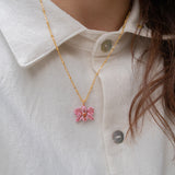 Collier orchidée rose