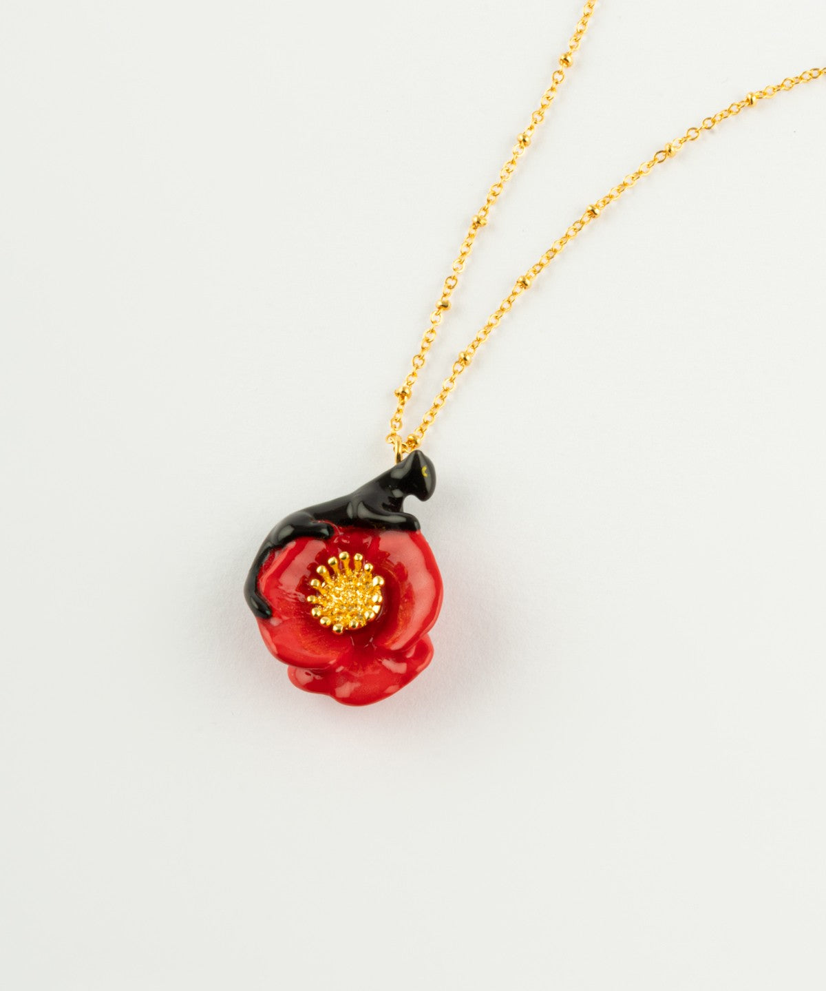 Collier panthère noire coquelicot Nach