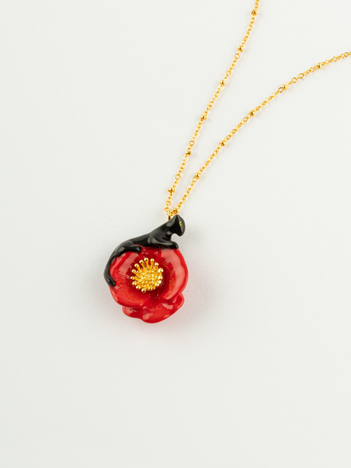 Collier panthère noire coquelicot Nach