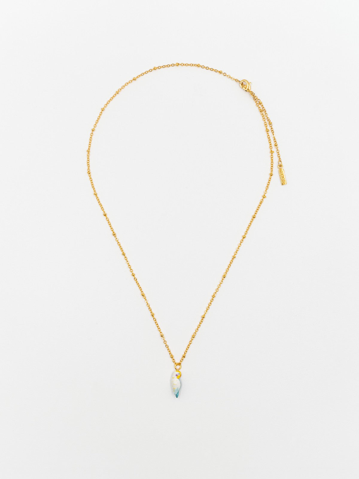 collier doré perroquet oiseau bleu