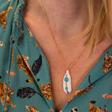 Collier plume avec pierre turquoise