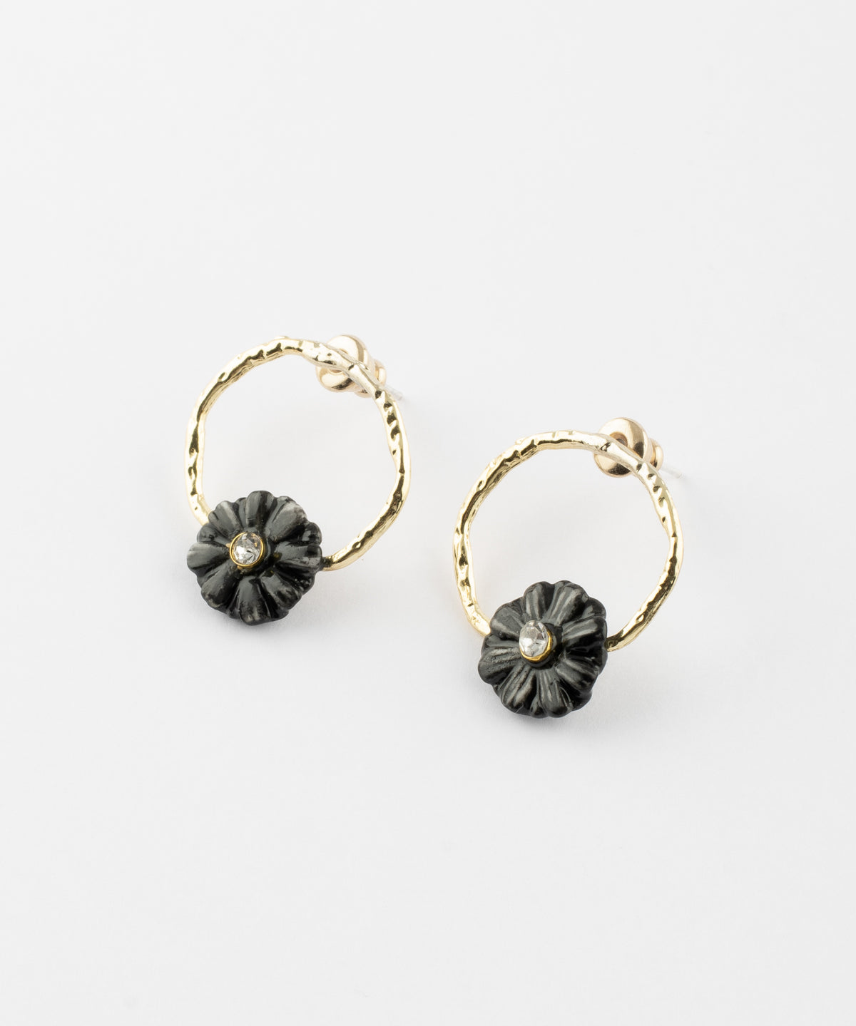 Petites boucles d'oreilles rondes chardon noir