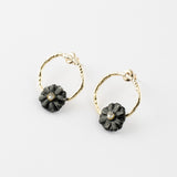 Petites boucles d'oreilles rondes chardon noir