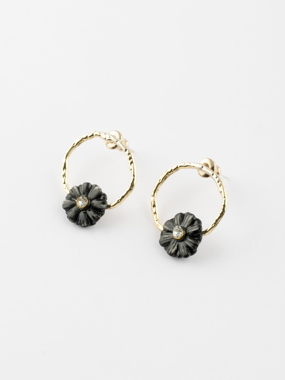 Petites boucles d'oreilles rondes chardon noir