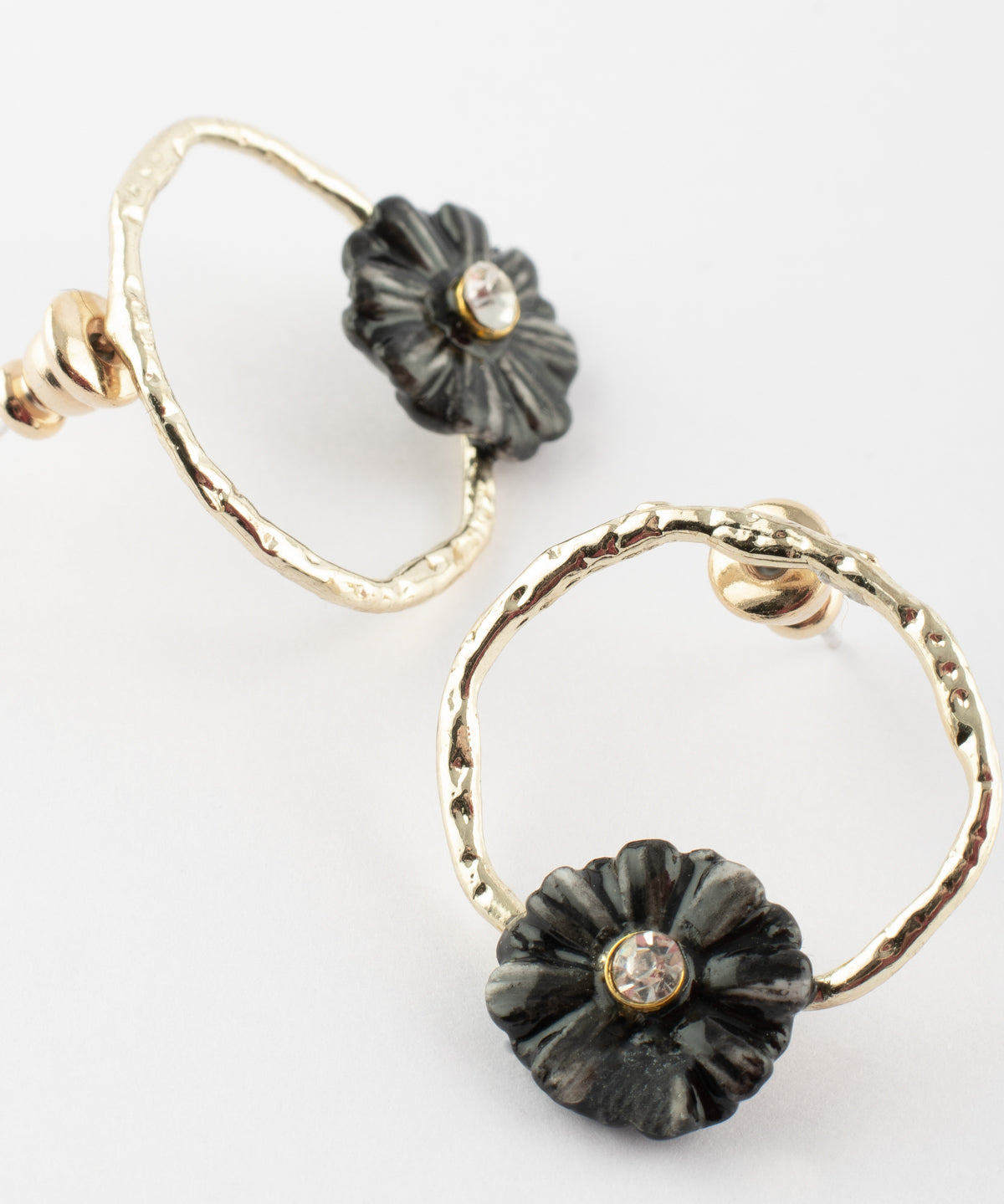 Petites boucles d'oreilles rondes chardon noir