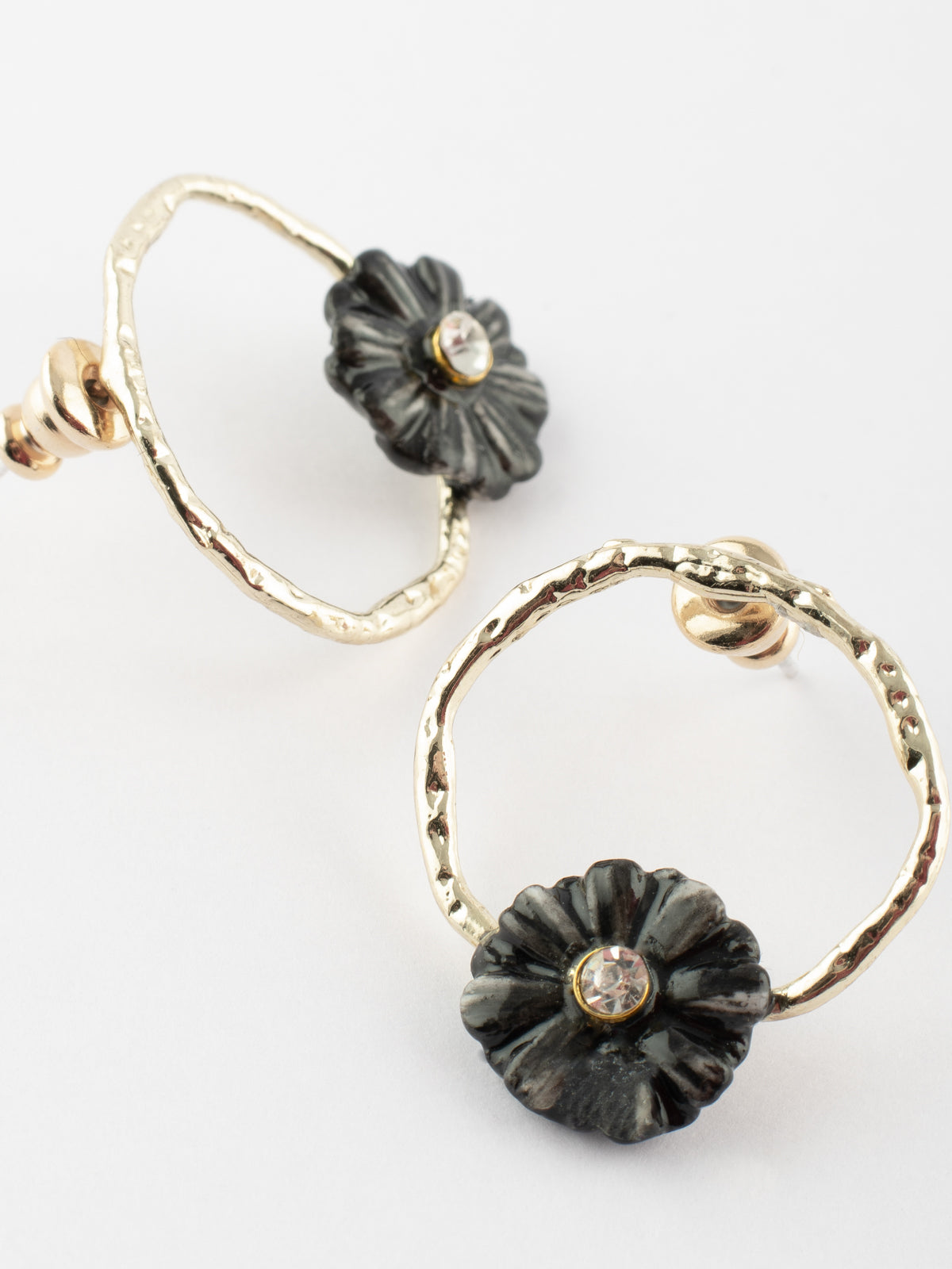 Petites boucles d'oreilles rondes chardon noir