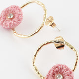 Petites boucles d'oreilles rondes chardon rose