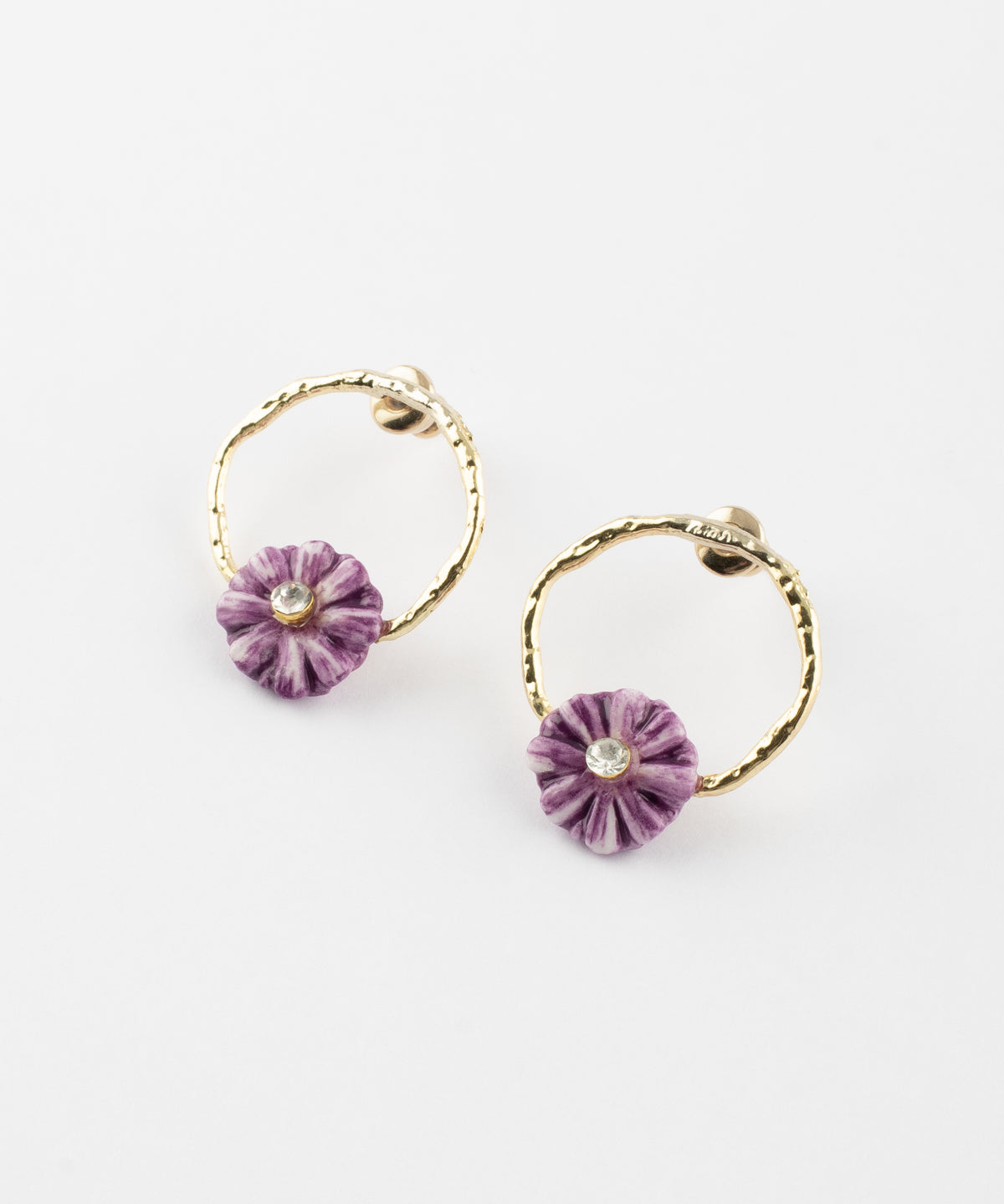 Petites boucles d'oreilles rondes chardon violet