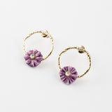 Petites boucles d'oreilles rondes chardon violet