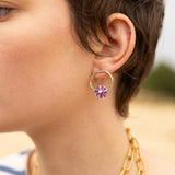 Petites boucles d'oreilles rondes chardon violet