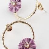 Petites boucles d'oreilles rondes chardon violet