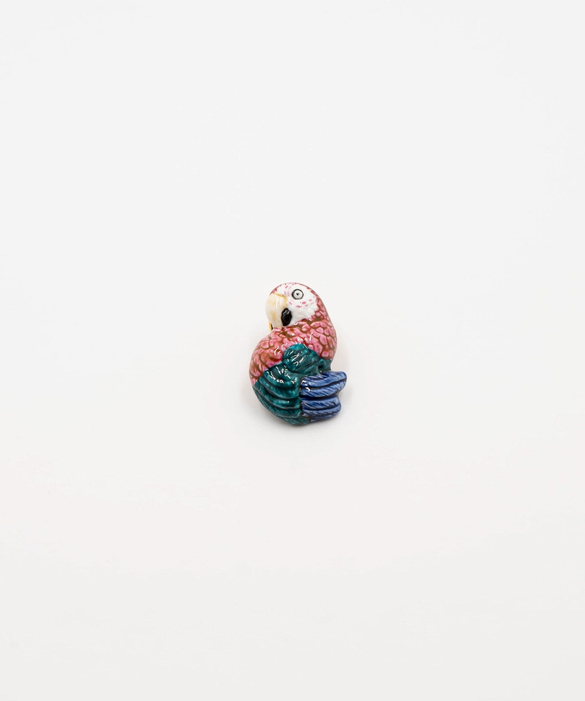 pins broche perroquet bleu et rose porcelaine