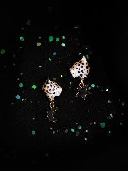 boucles d'oreilles puce leopard porcelaine peint à la main