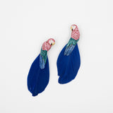 Boucles d'oreilles oiseau perroquet rose plumes