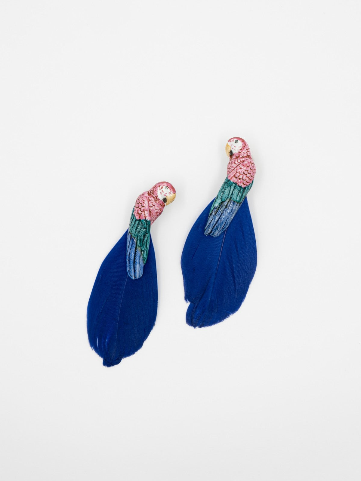 Boucles d'oreilles oiseau perroquet rose plumes