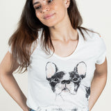 T-shirt blanc bulldog 100% coton