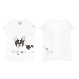 T-shirt blanc bulldog 100% coton