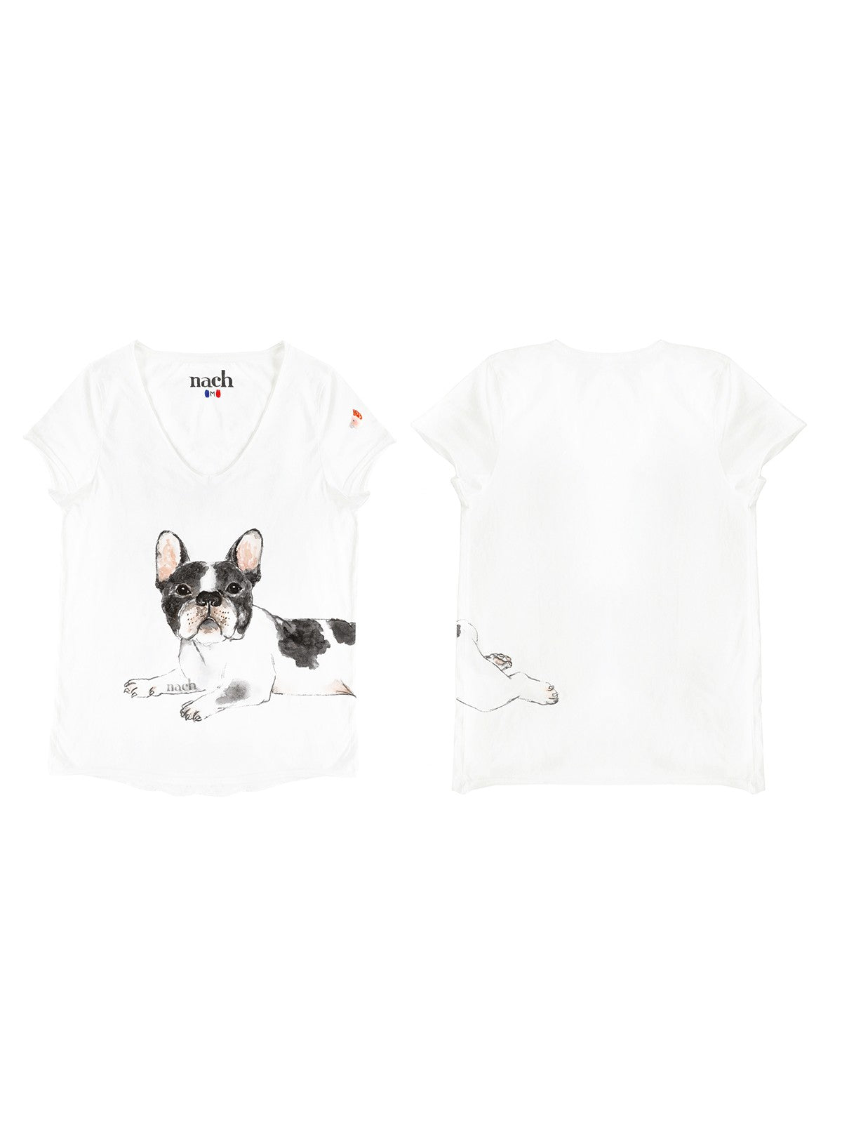 T-shirt blanc bulldog 100% coton