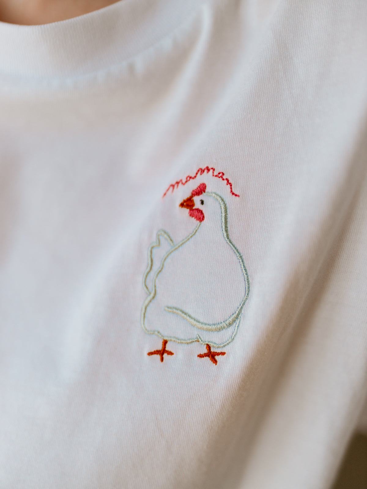 T-shirt brodé Maman Poule