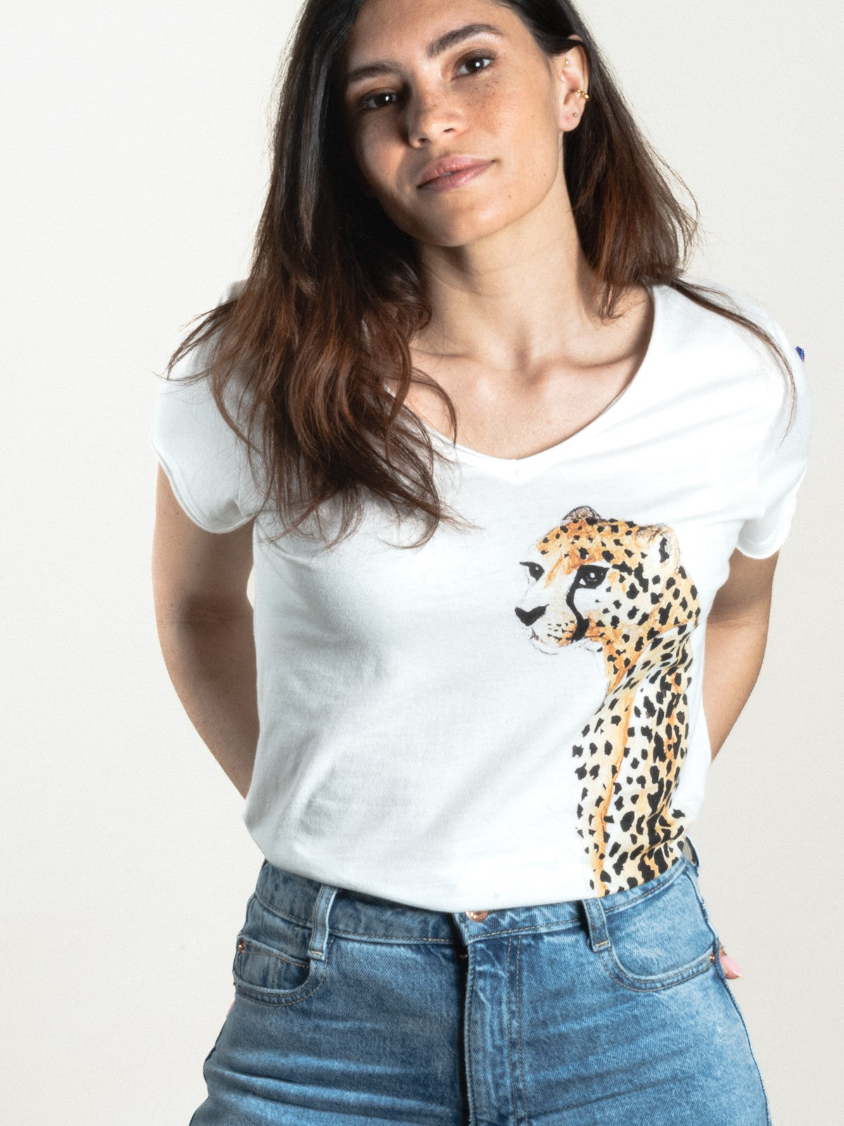 T-shirt blanc guépard 100% coton