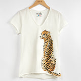 T-shirt blanc guépard 100% coton