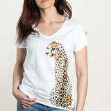 T-shirt blanc guépard 100% coton