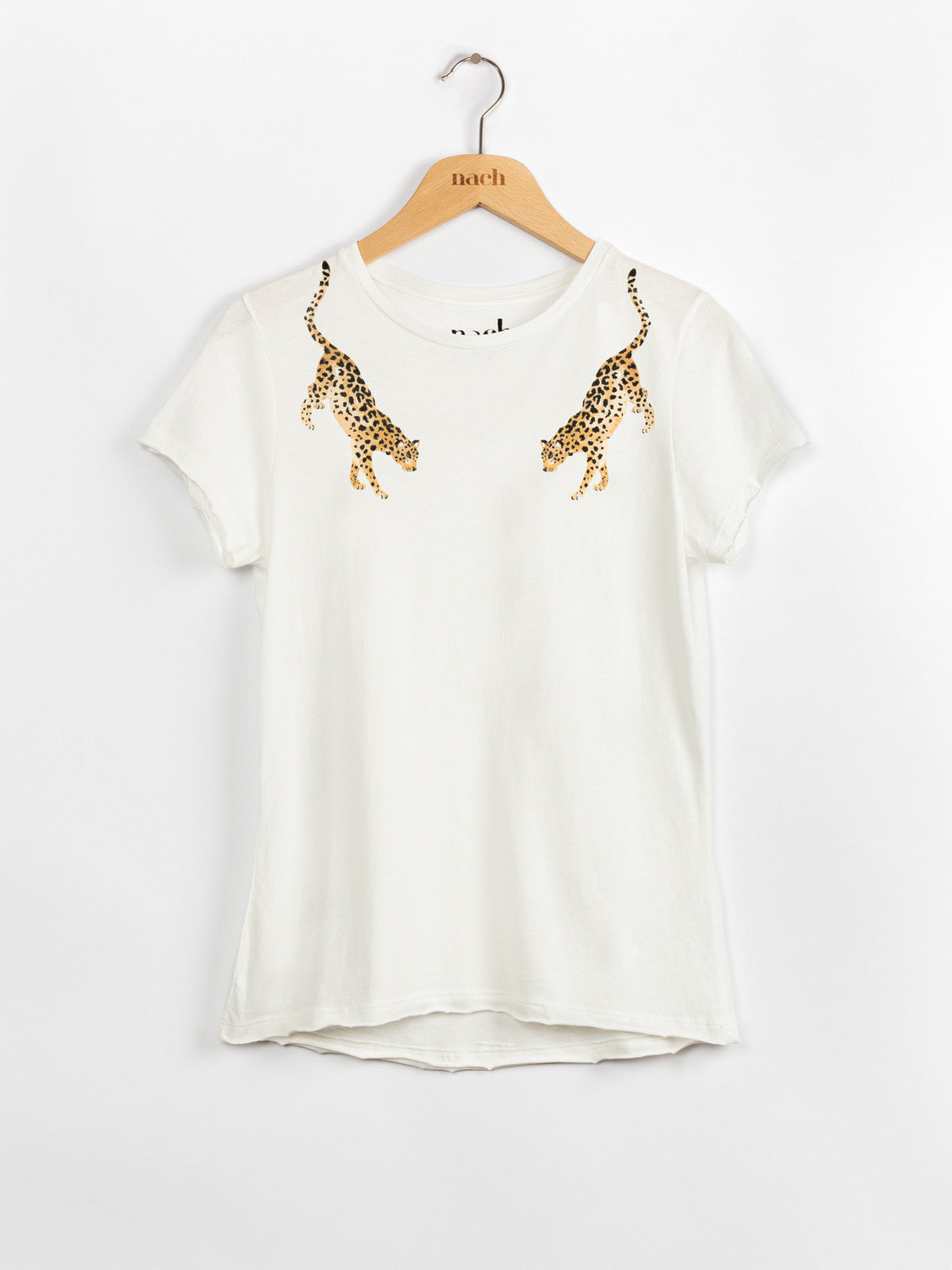 t-shirt blanc basic leopard imprimé