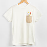 T-shirt poche vichy bouquet de fleurs en coton bio Nach