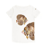 T-shirt poissons marrons