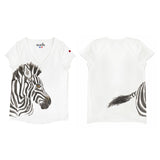 T-shirt blanc dessin zèbre 100% coton